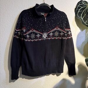 Winter quarter zip sweater snow flakes